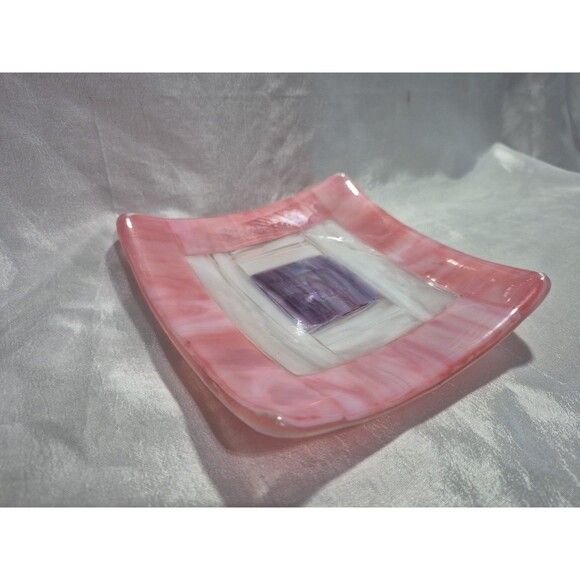 Small Fused Glass Square Trinket Dish 5.5" X 5.5" - Picture 3 of 13